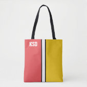 College Kleuren Rood & Goud Monogram Tote Bag (Voorkant)