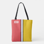 College Kleuren Rood & Goud Monogram Tote Bag (Achterkant)