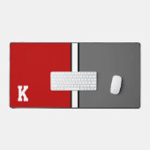 College kleuren rood & grijs monogram bureaumat (Keyboard & Muis)