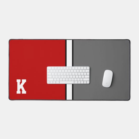 College kleuren rood & grijs monogram bureaumat (Keyboard & Muis)