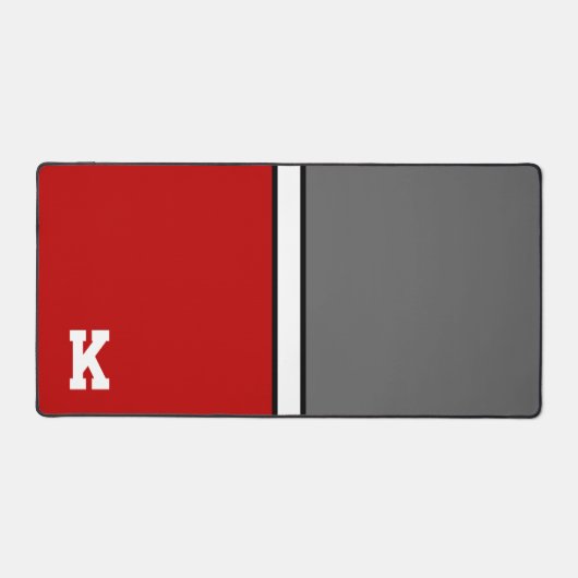 College kleuren rood & grijs monogram bureaumat (Voorkant)