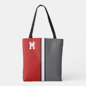College kleuren rood & grijs monogram tote bag (Achterkant)