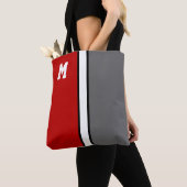 College kleuren rood & grijs monogram tote bag (Dichtbij)