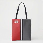 College kleuren rood & grijs monogram tote bag (Voorkant)