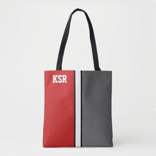 College kleuren rood & grijs monogram tote bag (Voorkant)