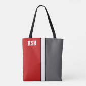 College kleuren rood & grijs monogram tote bag (Achterkant)