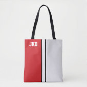 College kleuren rood & wit monogram tote bag (Voorkant)