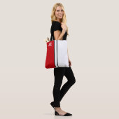 College kleuren rood & wit monogram tote bag (Op model)