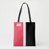 College Kleuren Rood, Zwart & Crème Monogram Tote Bag (Voorkant)