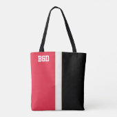 College Kleuren Rood, Zwart & Crème Monogram Tote Bag (Achterkant)