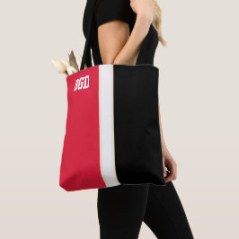 College Kleuren Rood, Zwart & Crème Monogram Tote Bag