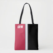College kleuren rood & zwart monogram tote bag (Voorkant)