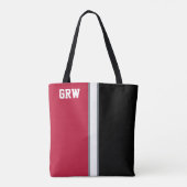 College kleuren rood & zwart monogram tote bag (Achterkant)