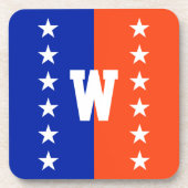 College Kleuren Royal Blauw & Sinaasappel Bier Onderzetter (Voorkant)