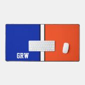 College Kleuren Royal Blauw & Sinaasappel Monogram Bureaumat (Keyboard & Muis)