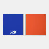College Kleuren Royal Blauw & Sinaasappel Monogram Bureaumat (Voorkant)