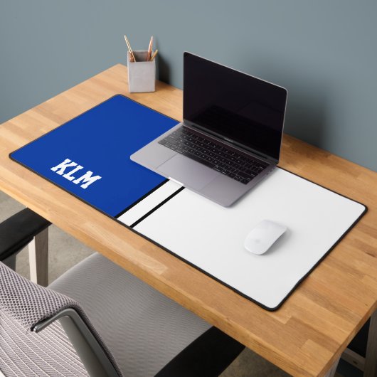 College Kleuren Royal Blauw & Wit Monogram Bureaumat (Kantoor 2)