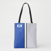College Kleuren Royal Blauw & Wit Monogram Tote Bag (Voorkant)