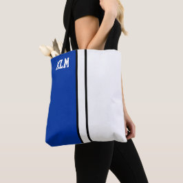 College Kleuren Royal Blauw & Wit Monogram Tote Bag