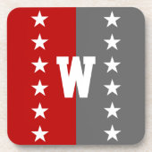 College Kleuren Scarlet Rood & Donkergrijs Monogra Bier Onderzetter (Voorkant)