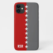 College Kleuren Scarlet Rood & Donkergrijs Monogra Case-Mate iPhone Case (Achterkant)