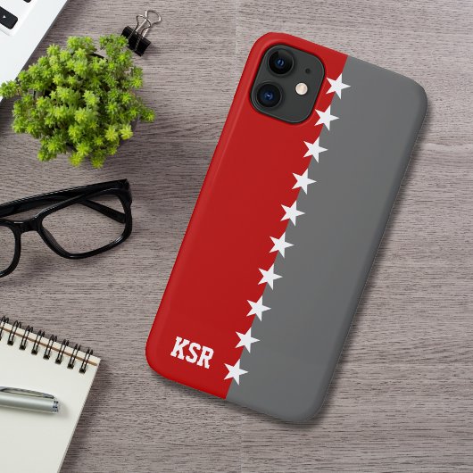 College Kleuren Scarlet Rood & Donkergrijs Monogra Case-Mate iPhone Case