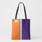 College Kleuren Sinaasappel & Paarse Monogram Tote Bag (Voorkant)