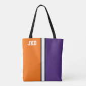 College Kleuren Sinaasappel & Paarse Monogram Tote Bag (Achterkant)