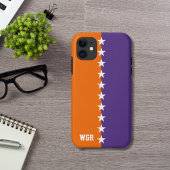 College Kleuren Sinaasappel, Paarse & Witte Monogr Case-Mate iPhone Case