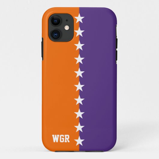 College Kleuren Sinaasappel, Paarse & Witte Monogr Case-Mate iPhone Case (Achterkant)