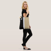 College kleuren zwart & goud monogram tote bag (Op model)