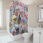 College Leuk, Kleurrijk  Patroon Douchegordijn (In situ)