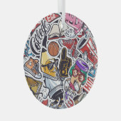 College Leuk, Kleurrijk  Patroon Glas Ornament (Voorkant Rechts)