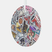 College Leuk, Kleurrijk  Patroon Glas Ornament (Voorkant links)