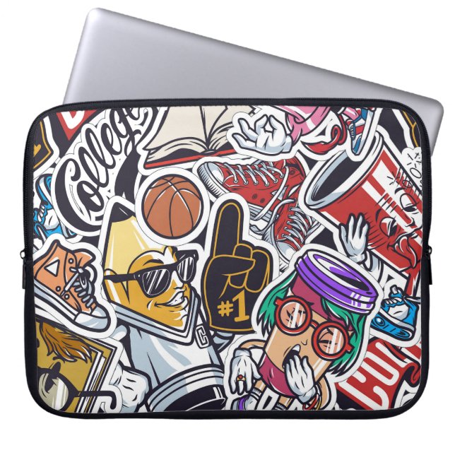 College Leuk, Kleurrijk  Patroon Laptop Sleeve (Voorkant)