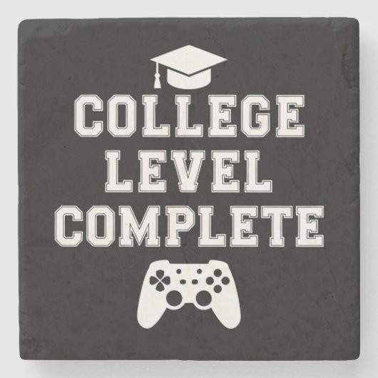 College Level Complete Afstuderen Gamer Gaming Stenen Onderzetter (Voorkant)