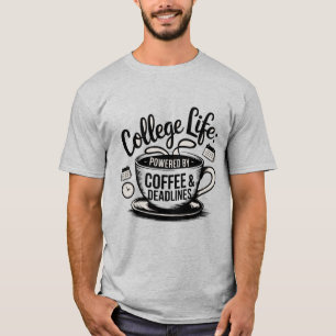 College Life Powered by Coffee - Brandstof uw dage T-shirt