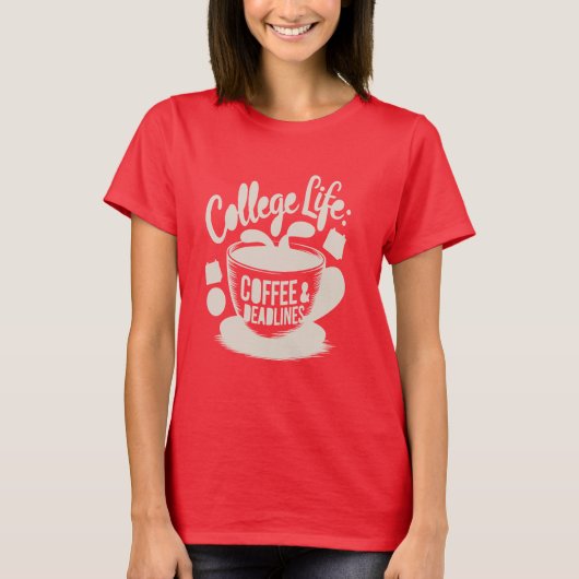 College Life Powered by Coffee T-shirt (Voorkant)