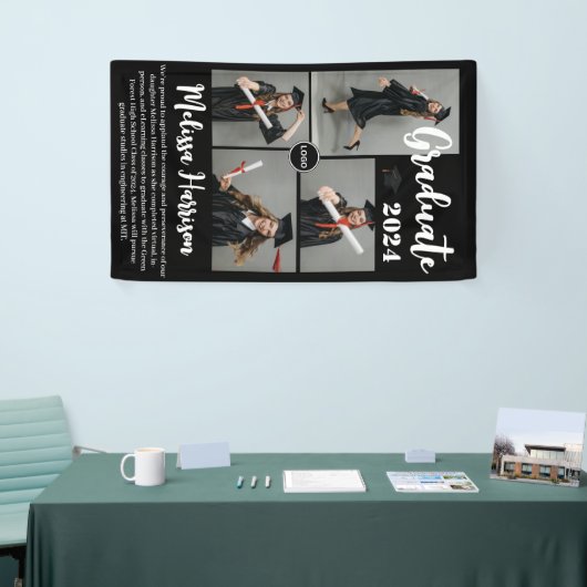 College Logo Afstuderen Fotocollage Aankondiging Spandoek (Beurs)