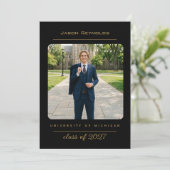 College Luxe Zwarte Uitnodiging (Staand voorkant)