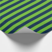 College Marine Blauw en Actie Groene Verticale Str Cadeaupapier (Hoek)