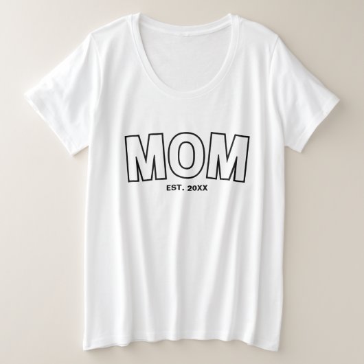 College Mom Jaar Gevestigde Kunst Grote Maat T-shirt (Design voorkant)