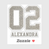 College nummer 02 Faux Gold Glitter Aangepaste naa Sticker (Vel)