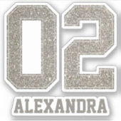College nummer 02 Faux Gold Glitter Aangepaste naa Sticker (Voorkant)