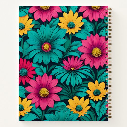 College oordeelde bloemmotief ontwerp notitieboek (Achterkant)