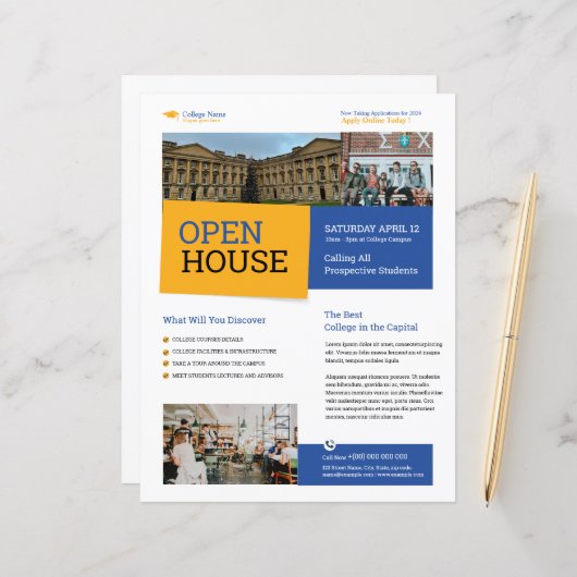 College Open House Flyer Template (Voorkant / Achterkant in situ)