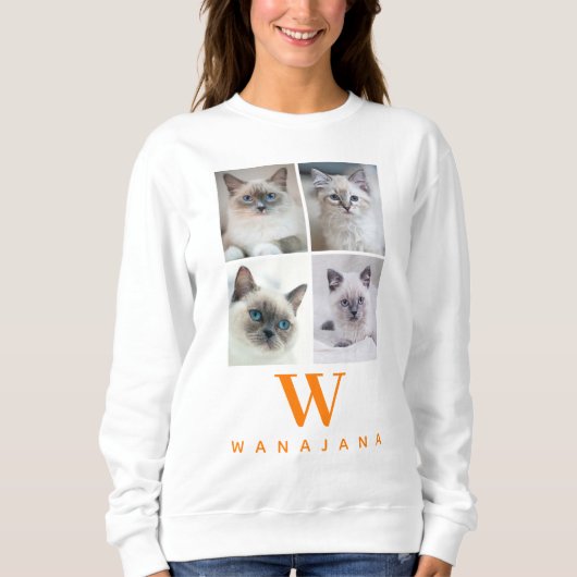 College Pet Foto Monogram | Aangepaste Dierenvrien Trui (Voorkant)