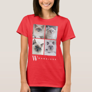 College Pet Photo Monogram: Vrouwen Minimal Custom T-shirt