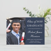 College Photo Blue Afstuderen Aankondiging (Staand voorkant)