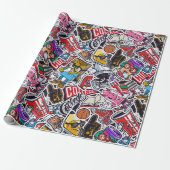 College Pop Cultuur Wrapping Paper Cadeaupapier (Uitgerold)